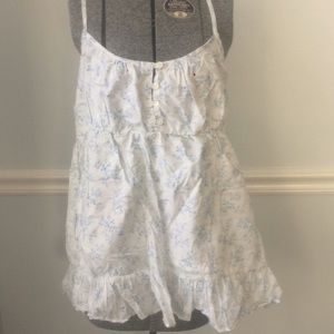 White and blue floral tank top